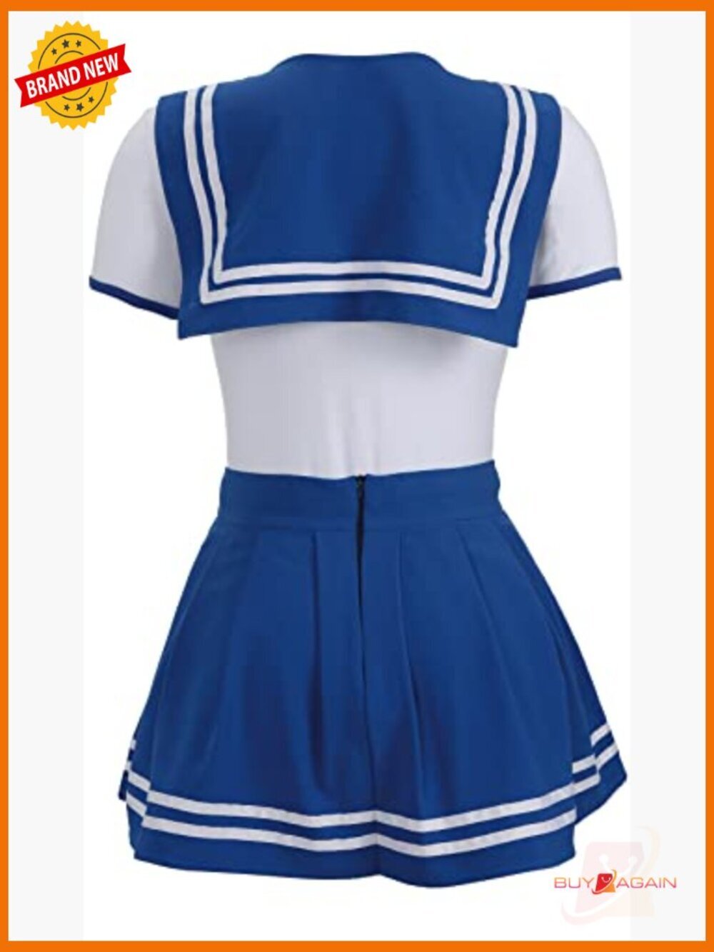 Button Front Romper Bodysuit with Attached Skirt, Adult Cosplay Onesie - Picture 5 of 7